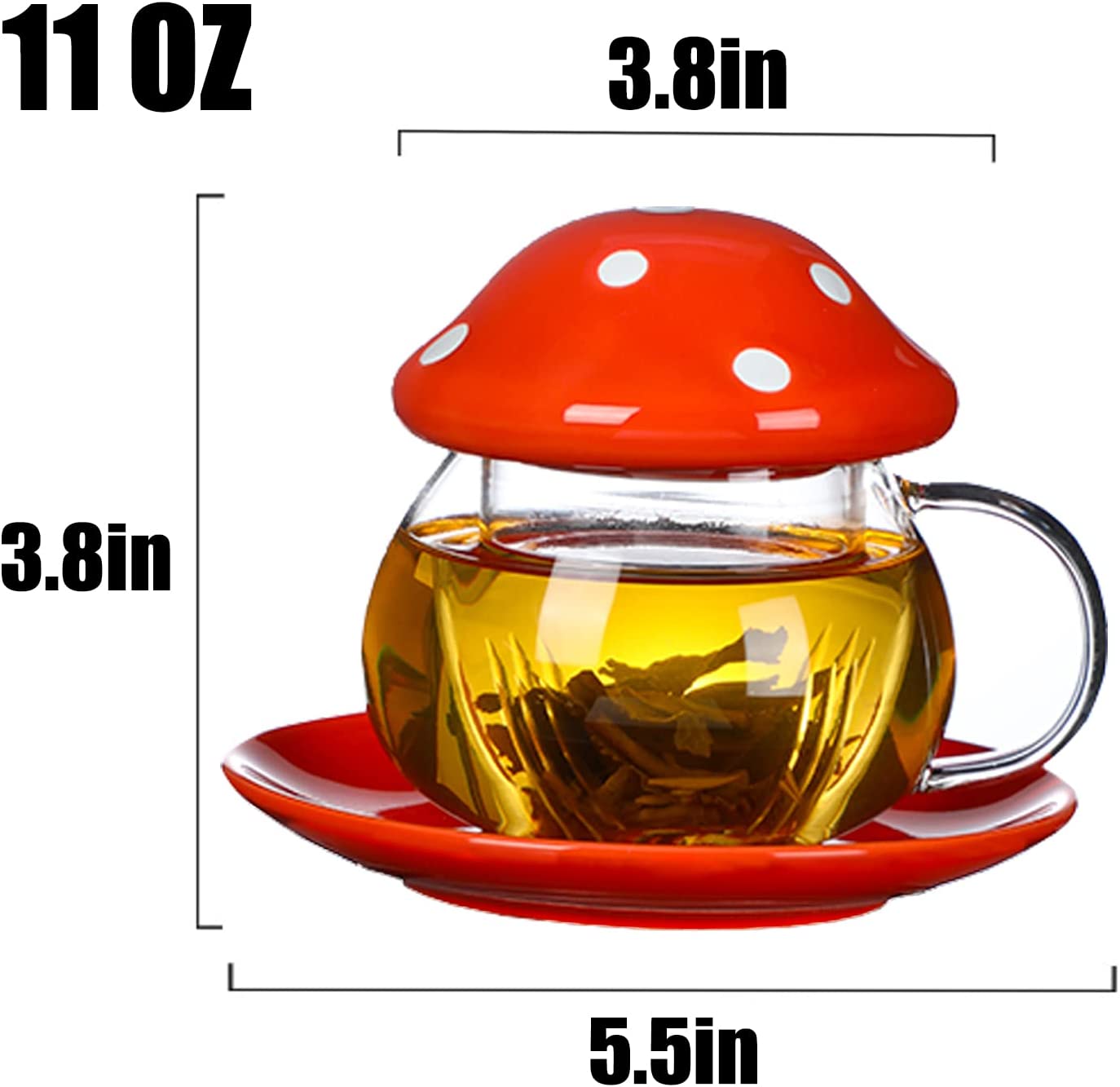 Mushroom Tea Cup with Removable Strainer Filter Infuser for Loose Leaf Tea