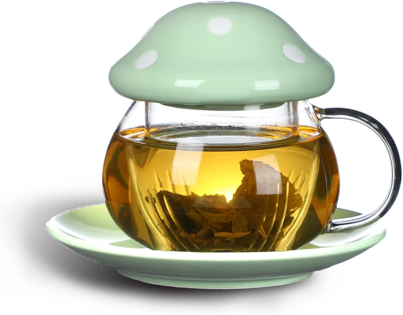 Mushroom Tea Cup with Removable Strainer Filter Infuser for Loose Leaf Tea