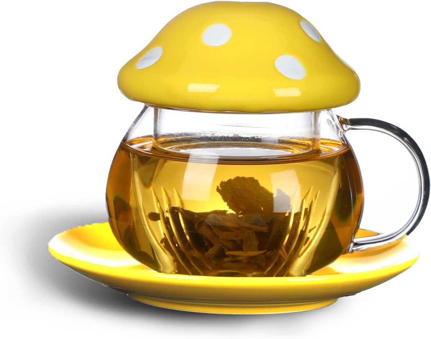 Mushroom Tea Cup with Removable Strainer Filter Infuser for Loose Leaf Tea