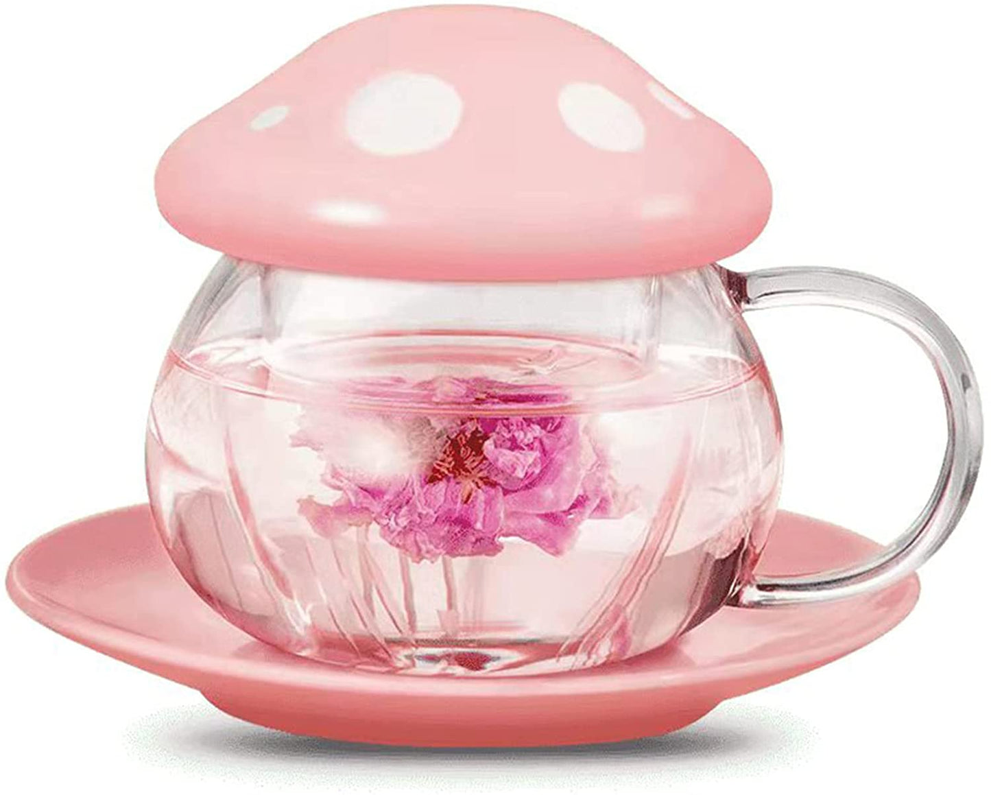 Mushroom Tea Cup with Removable Strainer Filter Infuser for Loose Leaf Tea