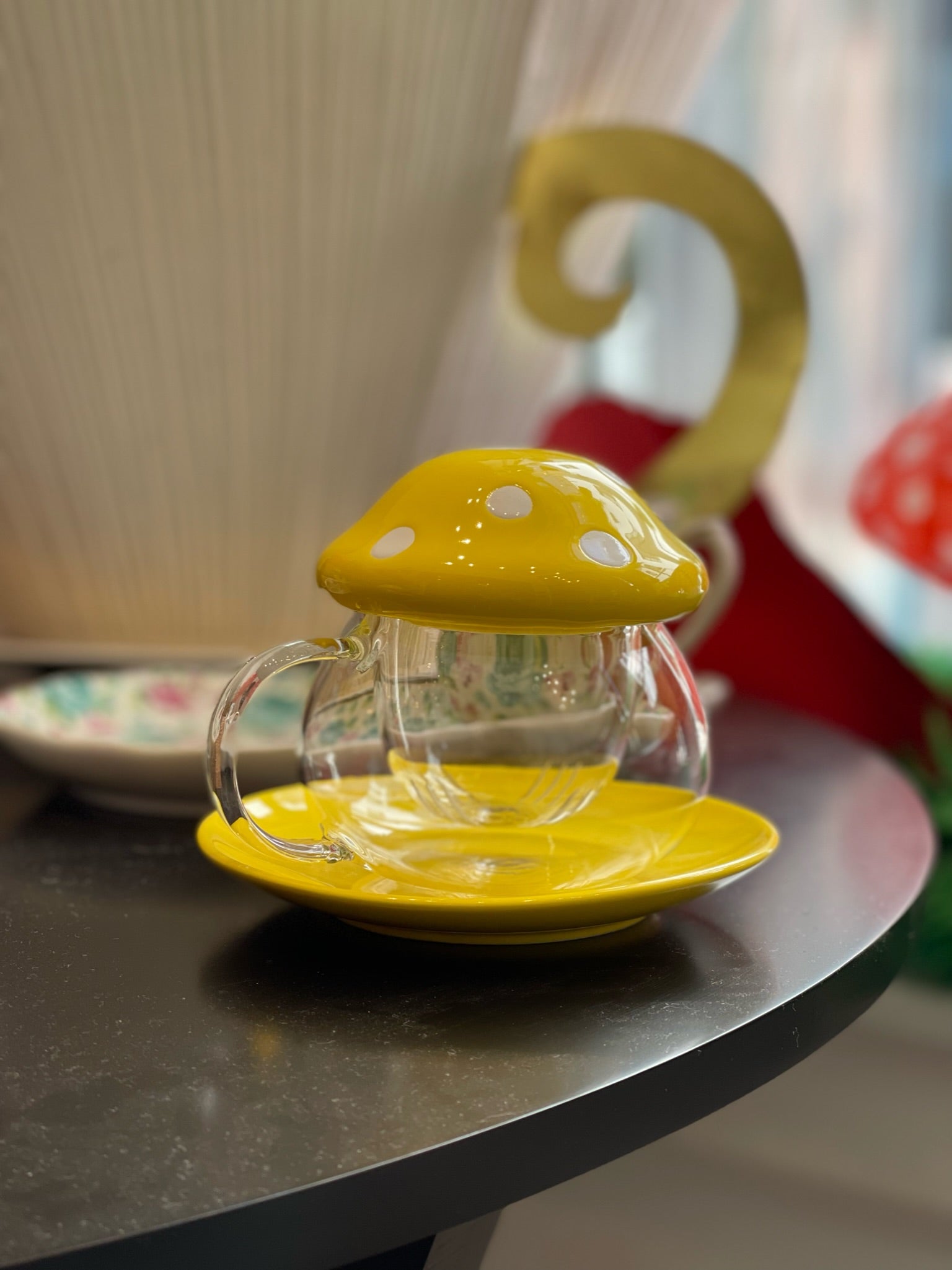  HEMOTON Mushroom Jar Glass Tea Cup with Infuser