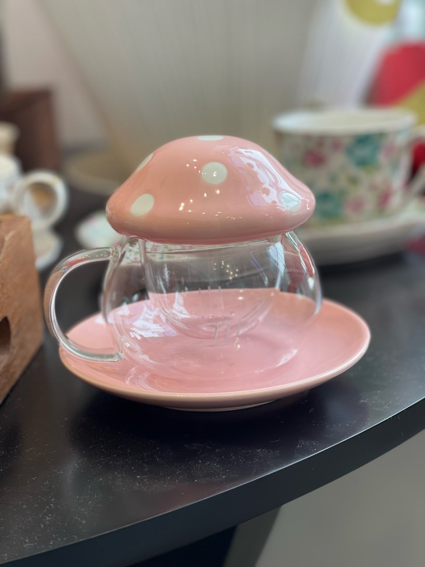 Mushroom Tea Cup with Removable Strainer Filter Infuser for Loose Leaf Tea