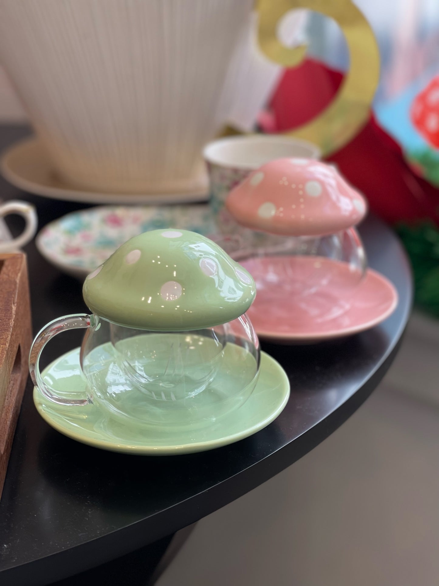 Mushroom Tea Cup with Removable Strainer Filter Infuser for Loose Leaf Tea